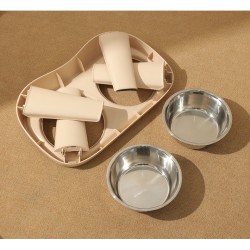Double-sided Dog Food Bowls Stainless Steel Pet Bowl Folding Pup Food Water Feeder