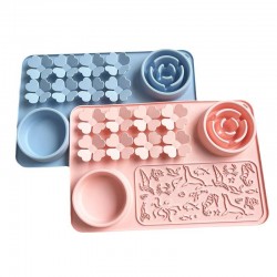 Pet Food Water Bowl Dog Slow Feeder Silicone Dog Lick Mat with Suction Cups