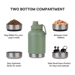 Stainless Steel Pet Feeder Custom 3 in 1 Portable Travel Dog Water Bottles With Food Container