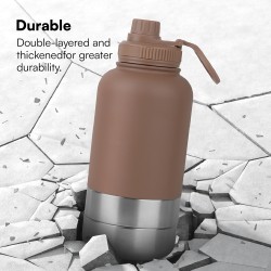 Stainless Steel Pet Feeder Custom 3 in 1 Portable Travel Dog Water Bottles With Food Container