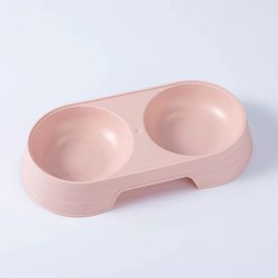 Double Pet Food Bowl Feeders Set Double Dog Cat Food Water Bowl Rounded Shape for Kennel Cattery & Puppies