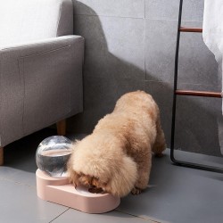 Spherical Dog Food Bowls Water Bowl Set with Water Dispenser for Cats and Small Dogs