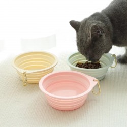 Reusable Cat Food Bowl Collapsible Portable Foldable Silicone and Water Feeder Drinking Double Dog Bowl