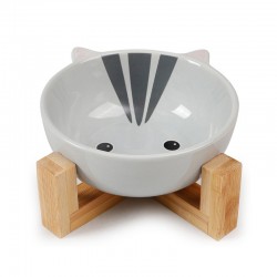Matted Elevated Dog Bowl Elevated Dog Bowl Non slip Ceramic Pet Bowl with Wooden Stand