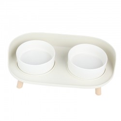 Elevated Dog Food Bowl With Stand, Raised Ceramic Cat Dishes Holder Set, Pet Feeding Station