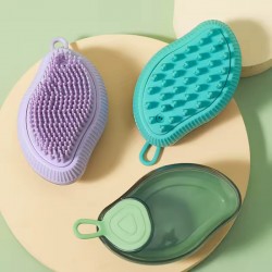 Multifunctional Pet Shower Brush – Branded Bath Scrubber with Shampoo Dispenser for Cats & Small Dogs