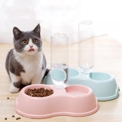 Custom Pet Drinker Feeder Cat Water Bowl Double Bowl Plastic Automatic Drinking Bottle Dog Bowl