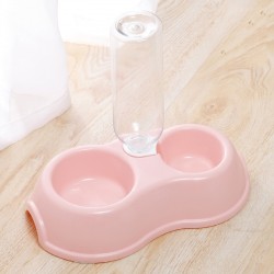 Custom Pet Drinker Feeder Cat Water Bowl Double Bowl Plastic Automatic Drinking Bottle Dog Bowl