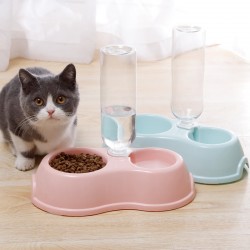 Custom Pet Drinker Feeder Cat Water Bowl Double Bowl Plastic Automatic Drinking Bottle Dog Bowl