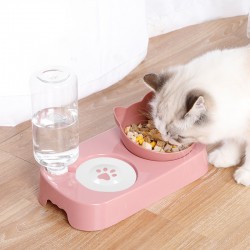 Oblique Pet Feeding Bowl Belt Drinking Water Pot Cat Floating Double Bowl Food Basin Pet Bowl