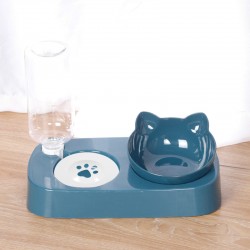 Oblique Pet Feeding Bowl Belt Drinking Water Pot Cat Floating Double Bowl Food Basin Pet Bowl