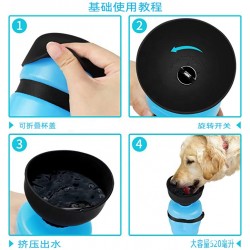 Custom Dog Water Bottle with Long Strap Leak Proof Pet Collapsible Silicone Bowl Dispenser