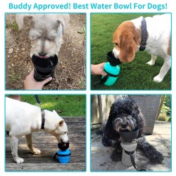 Custom Dog Water Bottle with Long Strap Leak Proof Pet Collapsible Silicone Bowl Dispenser