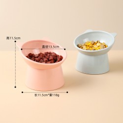 Ceramic Raised Cat Bowls Tilted Elevated Cat Food and Water Bowls Set, Porcelain Stress Free Pet Feeder Bowl Dish