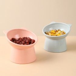 Ceramic Raised Cat Bowls Tilted Elevated Cat Food and Water Bowls Set, Porcelain Stress Free Pet Feeder Bowl Dish
