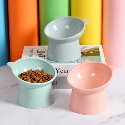 Ceramic Raised Cat Bowls Tilted Elevated Cat Food and Water Bowls Set, Porcelain Stress Free Pet Feeder Bowl Dish