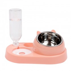 Double Cat Food Bowls Pet Double Bowl Pet Feeder Automatic Cat Drinking Fountain