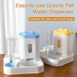 Custom Pet Water Fountain 2-in-1 Pet Feeders Durable Gravity Automatic Cat Feeder Set for Puppy Kitten Rabbit Grey