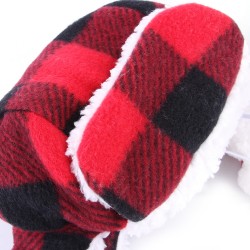 Warm Christmas Dog Hat with Earmuffs Adjustable Pet Red Plaid Pet Cap Xmas Dog Headwear Headdress