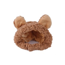 Pet Bear Costume Hat Dog Cat Cute Bear Hat Headwear with Sticker Dog Cat Soft Brown Bear Costume Hat for Halloween Xmas