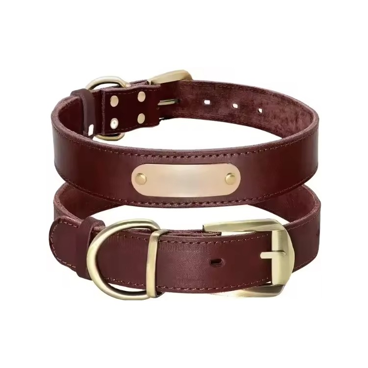 Wholesale Leather Dog Collar With Engraved Nameplate for pet Wholesale Leather Dog Collar With Engraved Nameplate for pet