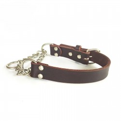 Custom Leather Dog Collar With Stainless Steel Pull-on Type