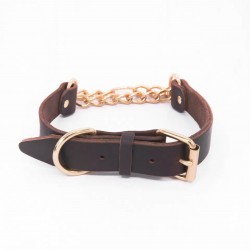 Custom Leather Dog Collar With Stainless Steel Pull-on Type
