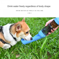 Wholesale Dog Food Feeder 3-in-1 Dog Drinker Plastic Pet Dog Travel Water Bottle Cup With Food Container and Poop Bag