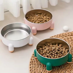 Custom Pets Feeder Bowl Rounded Cat Dog Bowl Stainless Steel Pet Sublimation Pet Silicone Food Bowl