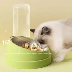 Custom Pet Feeder Bowl Splash-Proof Non-Wet Mouth Cat Water Basin Dogs Cats Stainless Steel PP Material Customizable