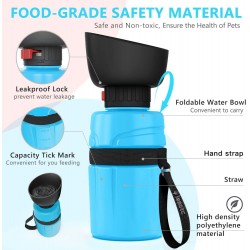 Custom Pet Water Bottle and Food Grade Silicone Cup BPA Free 21 Oz/600ml Foldable Travel Dog Cat Bottle Small