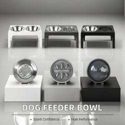 Wholesale Dog Food Bowl for Pets Stainless Steel With Neck Guard Plastic Two Bowls in One Helps Against Upset Dogs