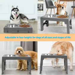 Wholesale Dog Food Bowl for Pets Stainless Steel With Neck Guard Plastic Two Bowls in One Helps Against Upset Dogs