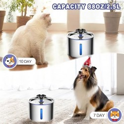 Custom Pet Water Dispenser and Fountain Stainless Steel Automatic with USB Electric Mute Filter for Cats