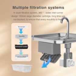 Wholesale Pet Water Fountain Stainless Steel 135oz Battery Cat Water Dispenser Whit Multiple Filtration Intelligent Chip