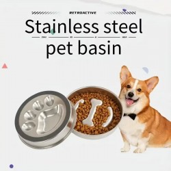 Wholesale Dog Silver Bowl With Anti-Skid Rubber Base Silver Stainless Steel Pets Feeder Bowl Water Bowl For Small Medium Pet