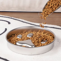 Wholesale Dog Silver Bowl With Anti-Skid Rubber Base Silver Stainless Steel Pets Feeder Bowl Water Bowl For Small Medium Pet