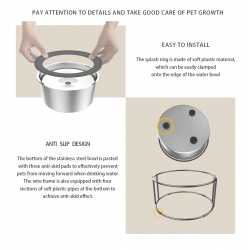Custom Dog Water Bowl Floating Non-Wetting Mouth 3L 2L 1.6L Stainless Steel Floating Water Fountain Bowl