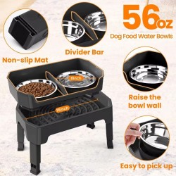 Double Walled Pet Bowl BPA-Free Plastic 4 Adjustable Height Dog Bowl Elevated Dog 304 Stainless Steel Bowl