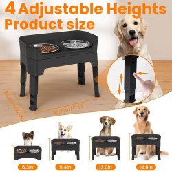 Double Walled Pet Bowl BPA-Free Plastic 4 Adjustable Height Dog Bowl Elevated Dog 304 Stainless Steel Bowl