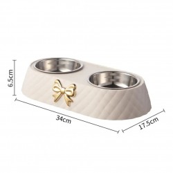 Wholesale Pet Food Bowl Detachable Double Bowl Bow-tie Decoration Pet Accessories for Cats Dogs