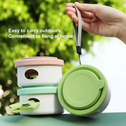 Custom Pet Folding Bowl Poop Dispenser 3 in 1 Poop Bag Waste Dispenser for Dogs Portable Food Grade