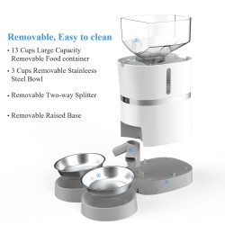 Custom Pet Feeder Dispenser for with Two-Way Splitter and Double Bowls Automatic Dog Feeder