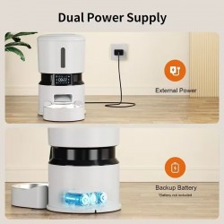 Custom Cat Feeder Bowl White Black Button Infrared Sensing Kibble Dispenser with LCD Touch Display Voice Call