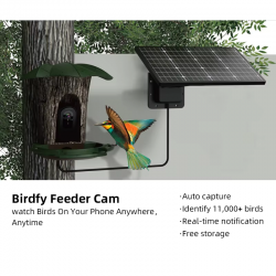 Automatic Bird Feeder Bowl with Camera Solar Panel and Wireless Connectivity for Outdoor