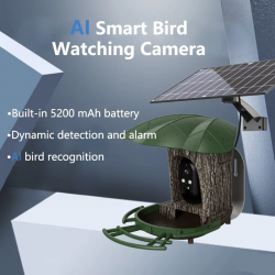 Automatic Bird Feeder Bowl with Camera Solar Panel and Wireless Connectivity for Outdoor