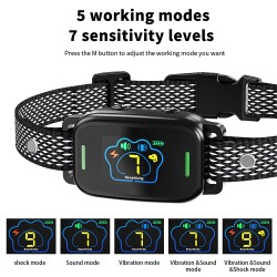 Rechargeable Anti-bark Training Collar Adjustable Sensitivity Friendly Beep Vibration Harmless Shock Bark Collar