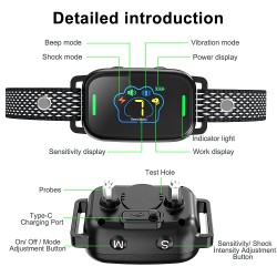 Rechargeable Anti-bark Training Collar Adjustable Sensitivity Friendly Beep Vibration Harmless Shock Bark Collar