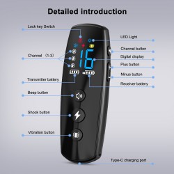 Remote Control Dogs Collar and Electric Barking Training Dog Shock Collar with LED Display