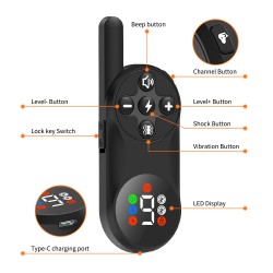 Adjustable Warning Sound Collar Shock Outdoor IPX7 Waterproof Remote Dog Training Collar